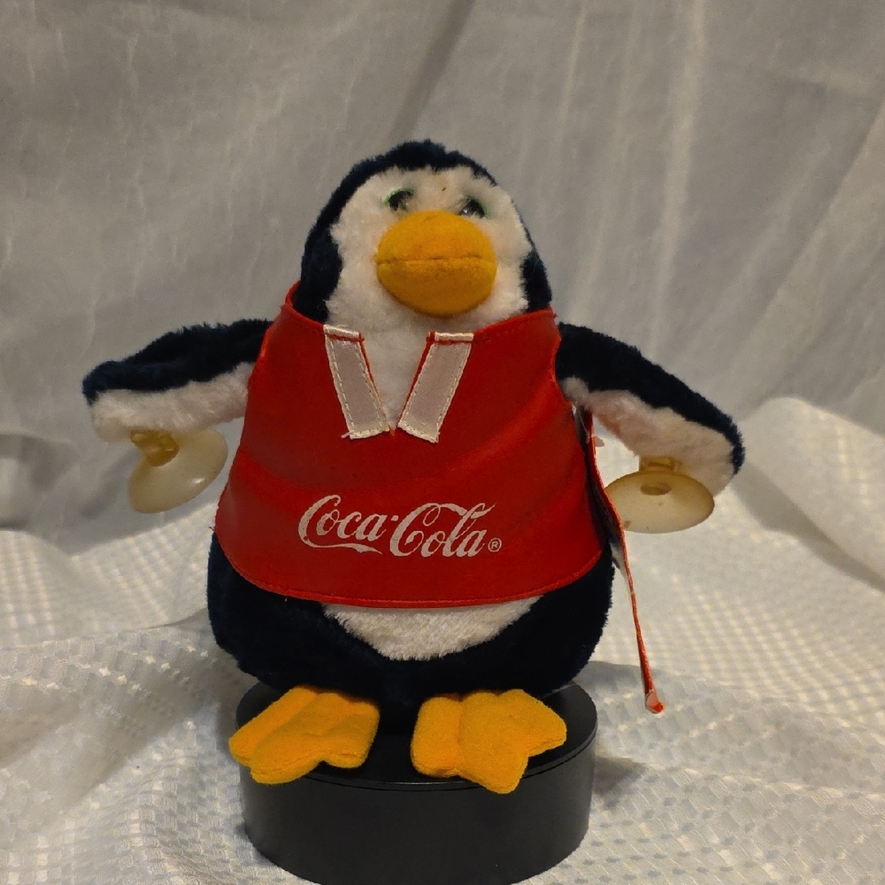 VTG - Coca Cola Critters Penguin Toy with Red Vest - Window